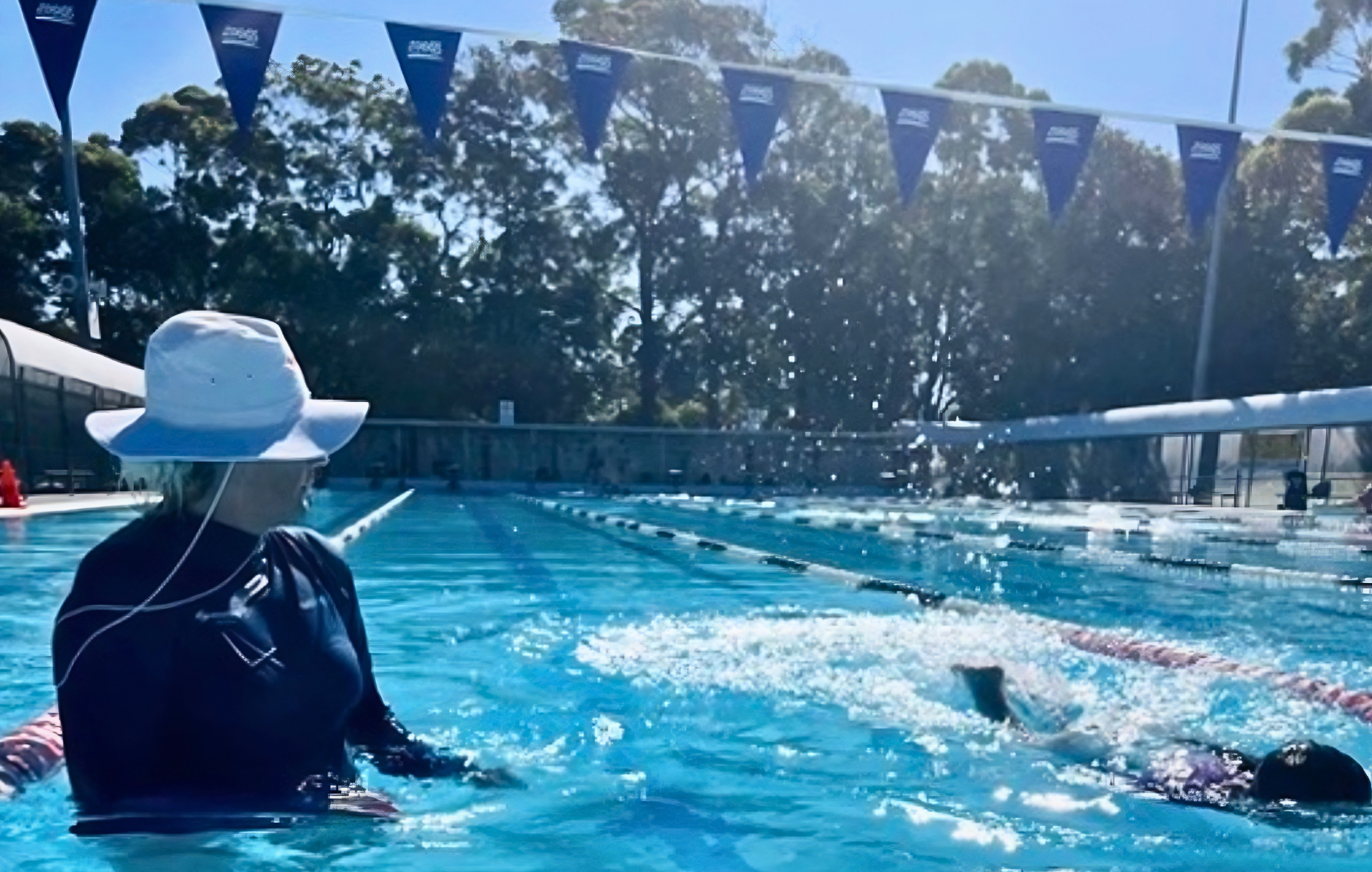 Image shows a swimming lesson at the Tomaree Aquatic Centre